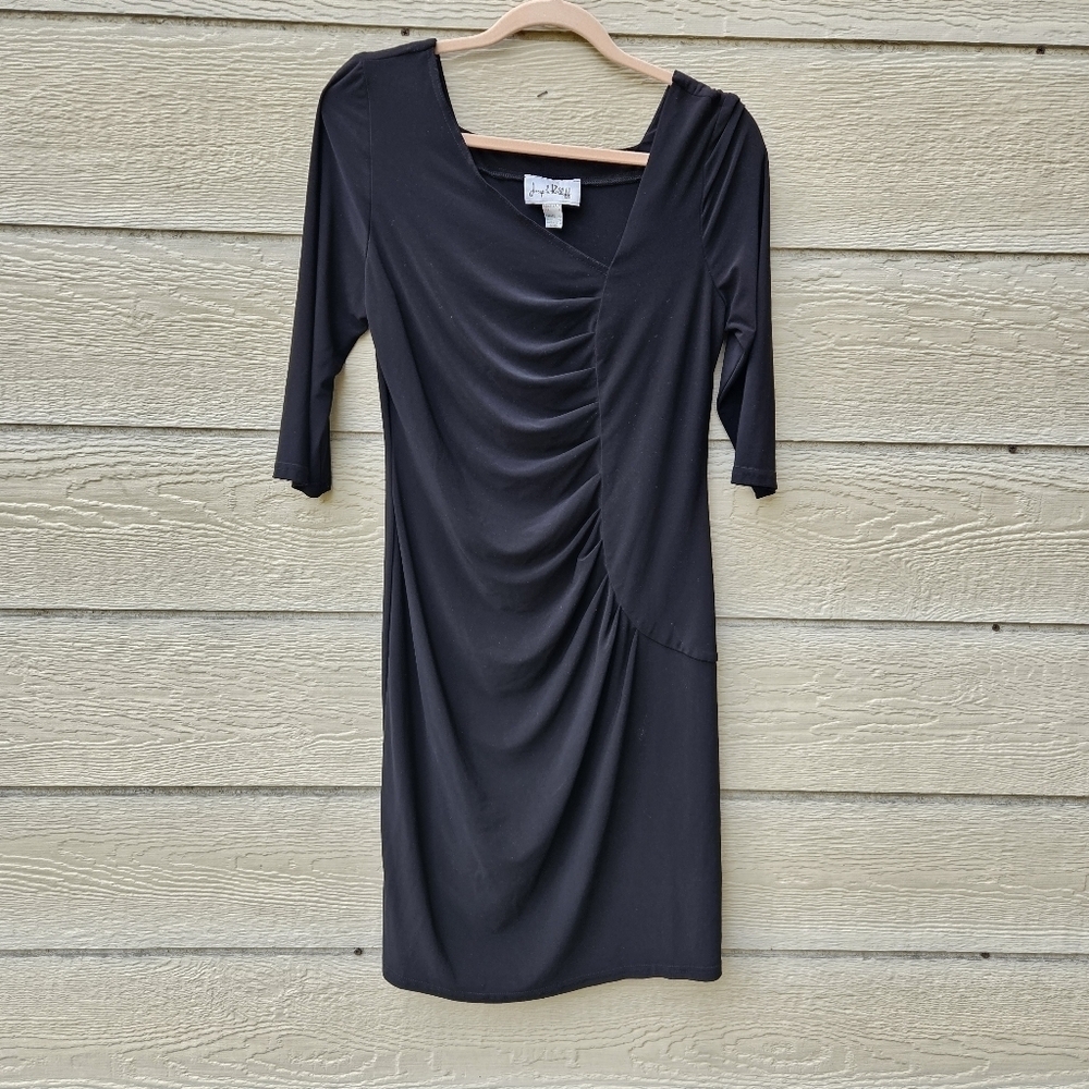 Joseph Ribkoff black slinky ruched dress size 12
